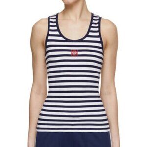 LOEWE Anagram embroidered striped stretch-jersey